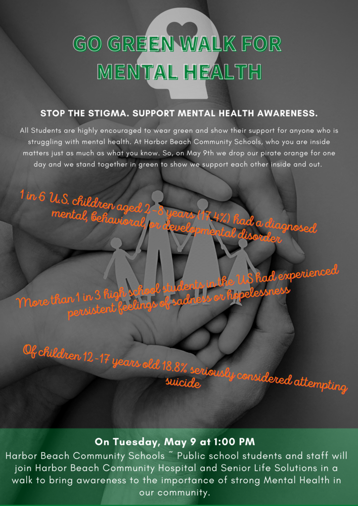 Poster / Flyer saying Go Green Walk for Mental Health
